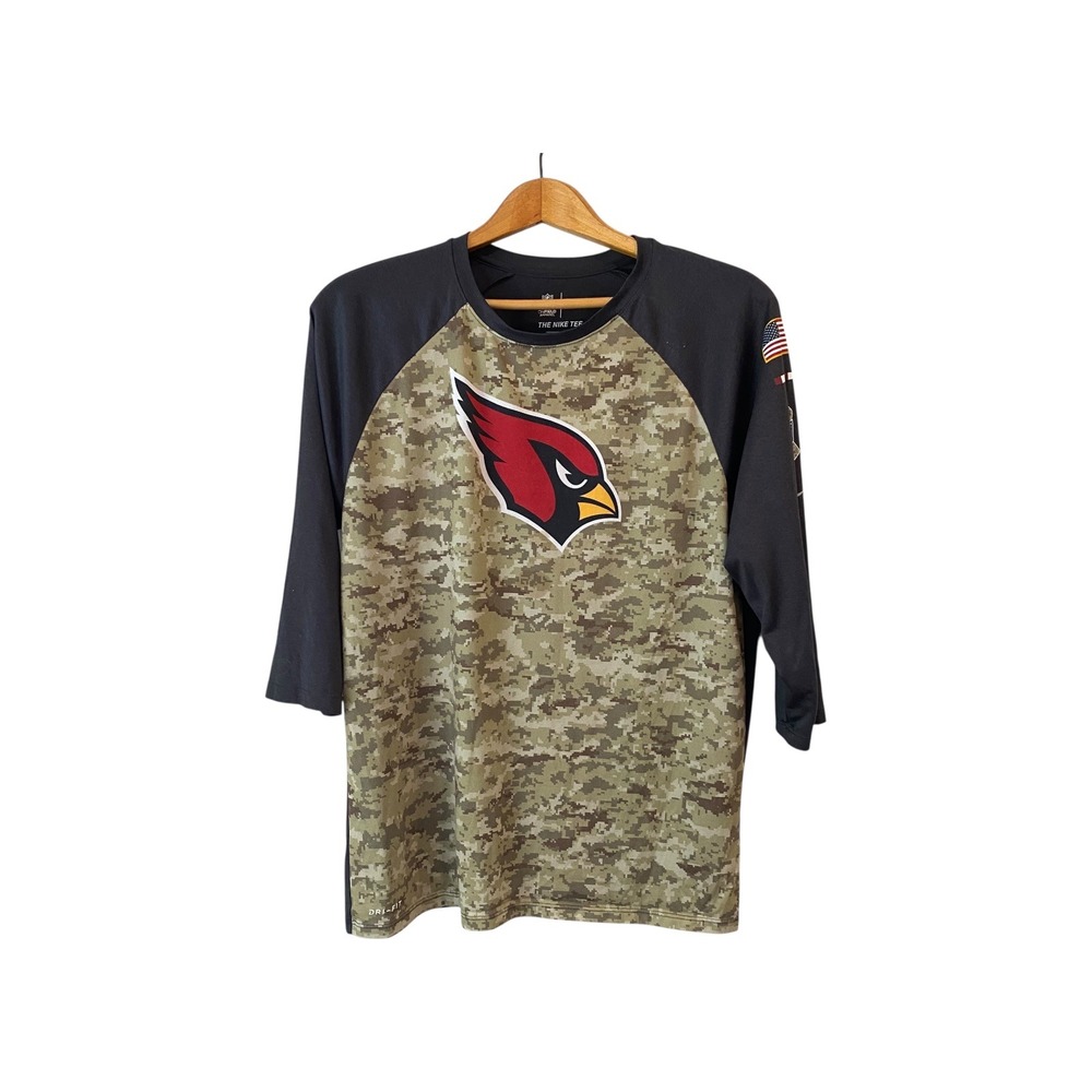 Arizona Cardinals Nike NFL Dri-FIT Camo Military Raglan 3/4 Sleeve T-Shirt Large